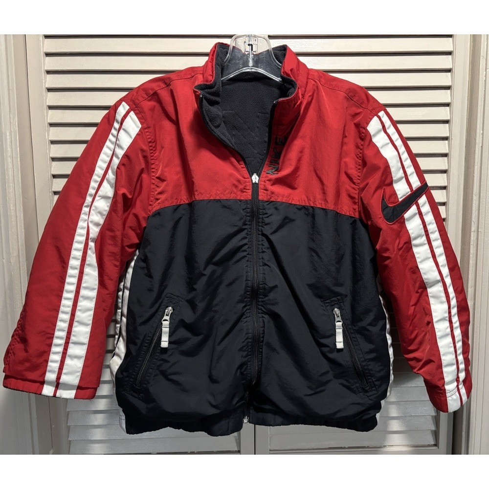 Nike Reversible Zip Up Hooded Fleece Lined Jacket Size XL Youth Pockets Logo